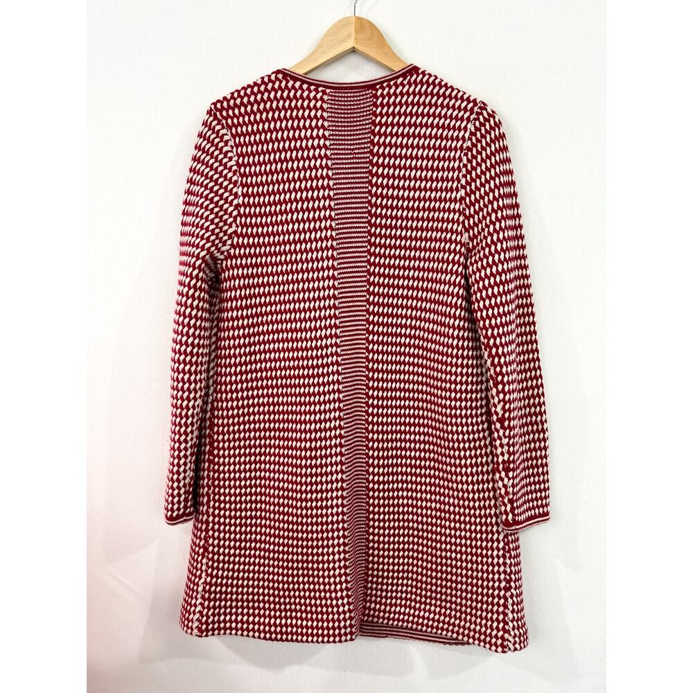 TALBOTS 100% Merino Wool Checkered Knit Cardigan Sweater Large Festive Holiday - Picture 5 of 6